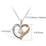 Aroncent Collar Mujer de 925 Plata de Ley Colgante Corazón con Perla Circonita Cadena Ajustable Joyería Joya Moda Diseño Original Regalo para Amor Madre Novia, Plata Oro