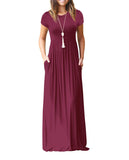 UbdehL Mujer Manga Corta Maxi Vestido Casual Longitud hasta El Piso Largo Fiesta de Verano Club Elegante Vestidos con Bolsillos