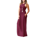 UbdehL Mujer Manga Corta Maxi Vestido Casual Longitud hasta El Piso Largo Fiesta de Verano Club Elegante Vestidos con Bolsillos