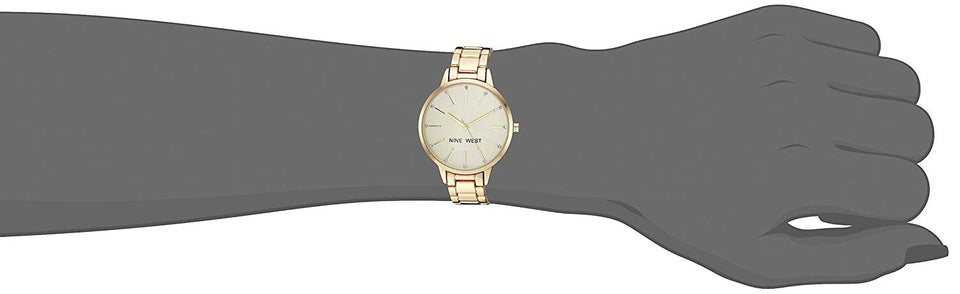 Nine West NW2098CHGB Reloj Análogo para Mujer, color Beige/Oro