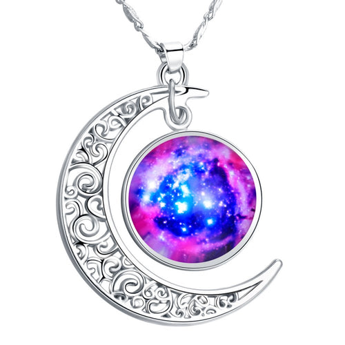 FANSING Precioso Collar para Mujer, Collares cósmicos de Luna Creciente, Joyas Universe Space, 18