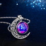 FANSING Precioso Collar para Mujer, Collares cósmicos de Luna Creciente, Joyas Universe Space, 18"+ 2" Cadena