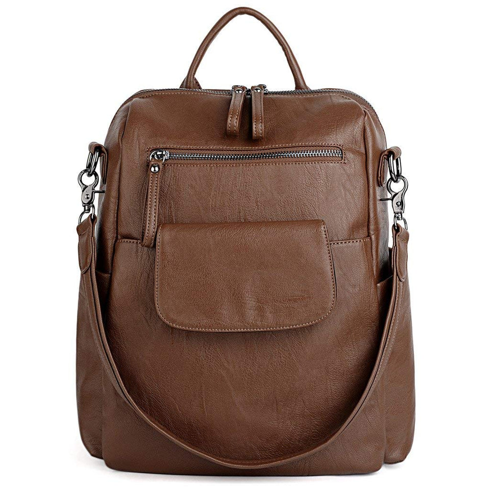 UTO Bolsos de Mujer Bolsos Mochila 3 Maneras PU Cuero Lavado Señoras Mochila Bolso de Hombro