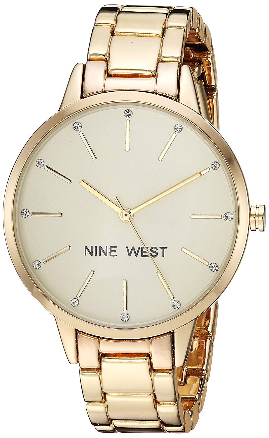 Nine West NW2098CHGB Reloj Análogo para Mujer, color Beige/Oro