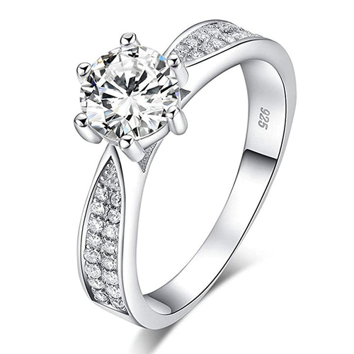 CARSINEL 1.5 Quilates Plata de Ley 925 Anillos Zirconia Cúbica Solitario Anillos de Compromiso Anillos de Boda para Mujer Tamaño 5 a 8