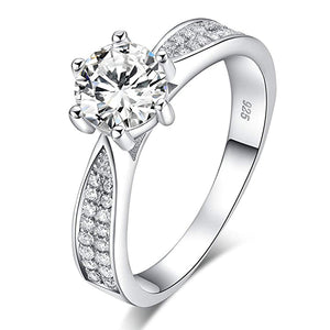 CARSINEL 1.5 Quilates Plata de Ley 925 Anillos Zirconia Cúbica Solitario Anillos de Compromiso Anillos de Boda para Mujer Tamaño 5 a 8
