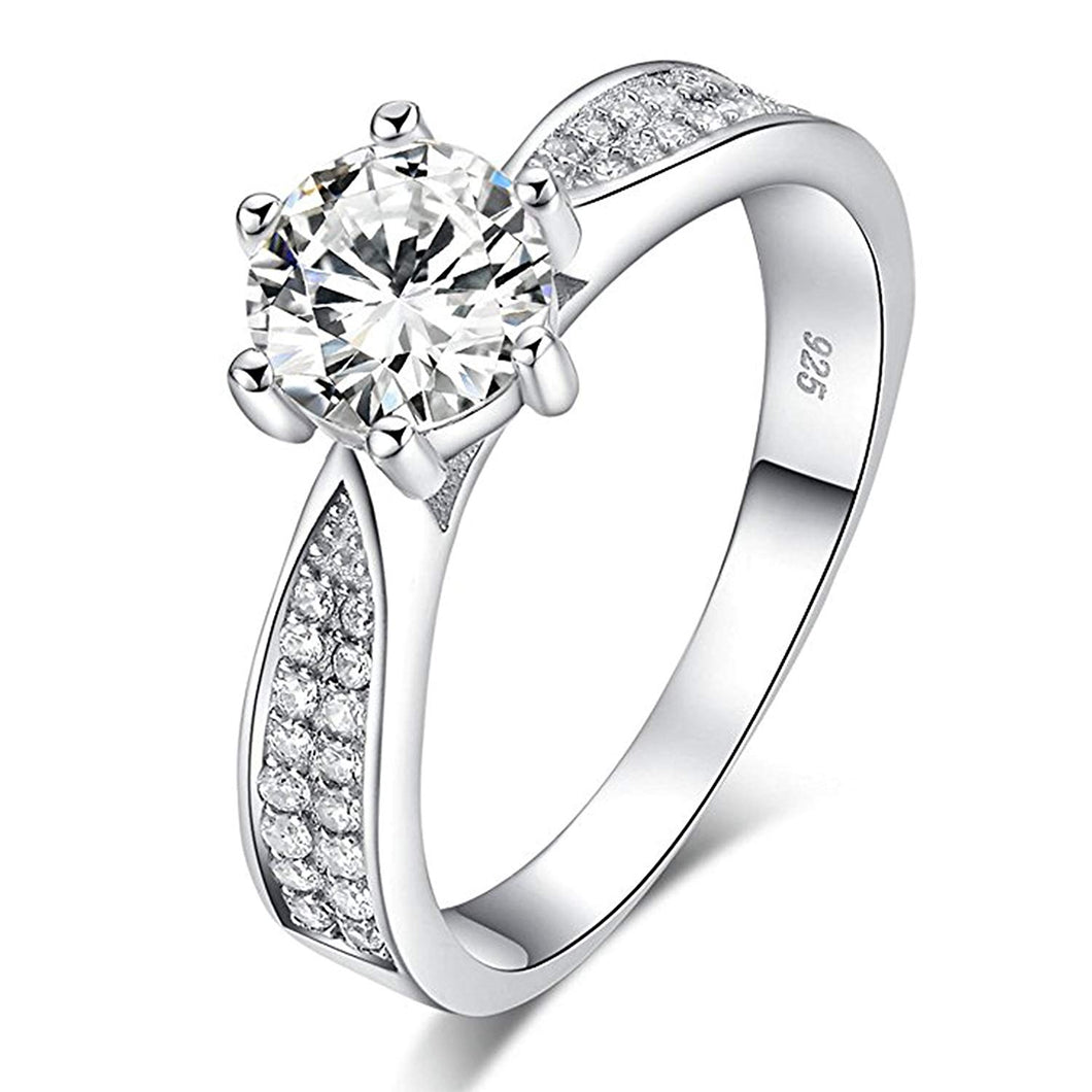 CARSINEL 1.5 Quilates Plata de Ley 925 Anillos Zirconia Cúbica Solitario Anillos de Compromiso Anillos de Boda para Mujer Tamaño 5 a 8