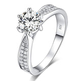 CARSINEL 1.5 Quilates Plata de Ley 925 Anillos Zirconia Cúbica Solitario Anillos de Compromiso Anillos de Boda para Mujer Tamaño 5 a 8