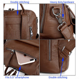 UTO Bolsos de Mujer Bolsos Mochila 3 Maneras PU Cuero Lavado Señoras Mochila Bolso de Hombro