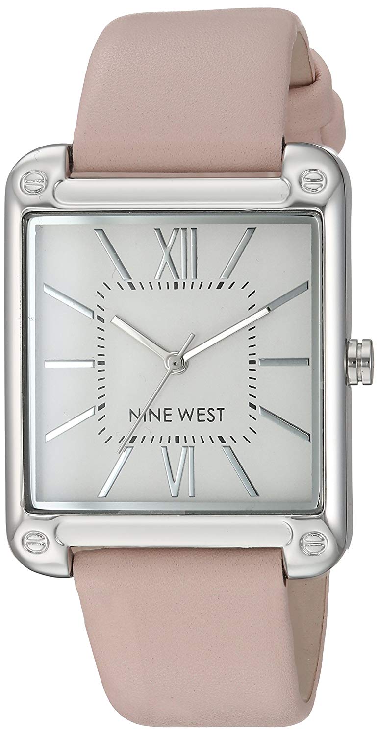Nine West NW2117SVPK Reloj Análogo para Mujer, color Blanco/Rosa